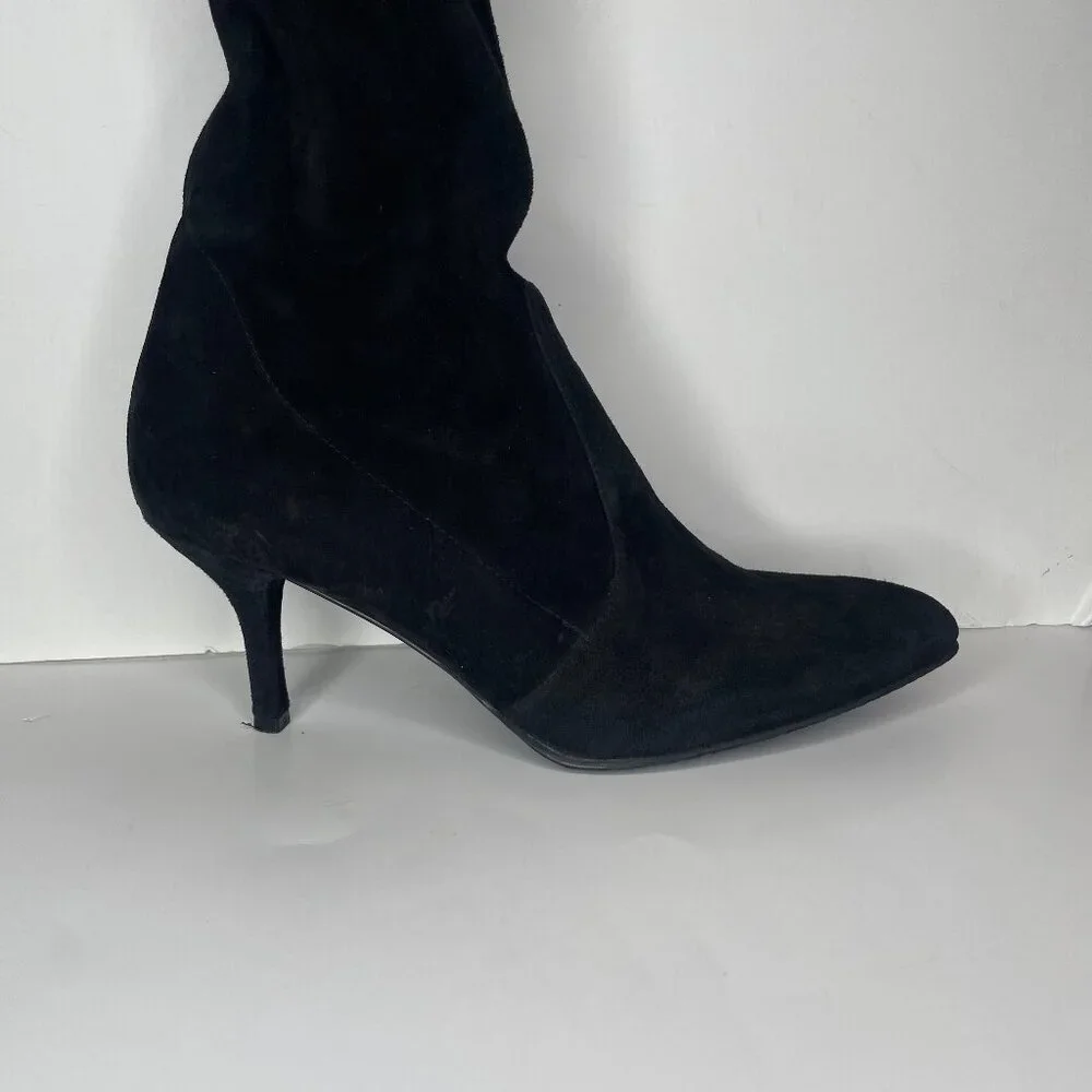 Stuart Weitzman Dark Academia Tiemodel Black Suede Over The Knee Boots 9.5